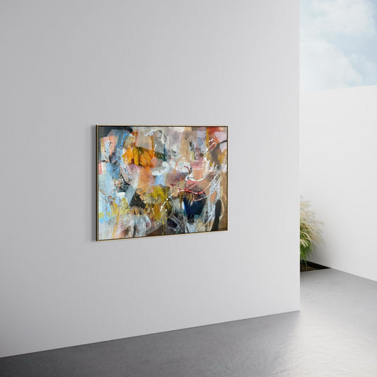 Apple Garden by Anna Rolskaya displayed in a contemporary interior to show the painting’s scale.