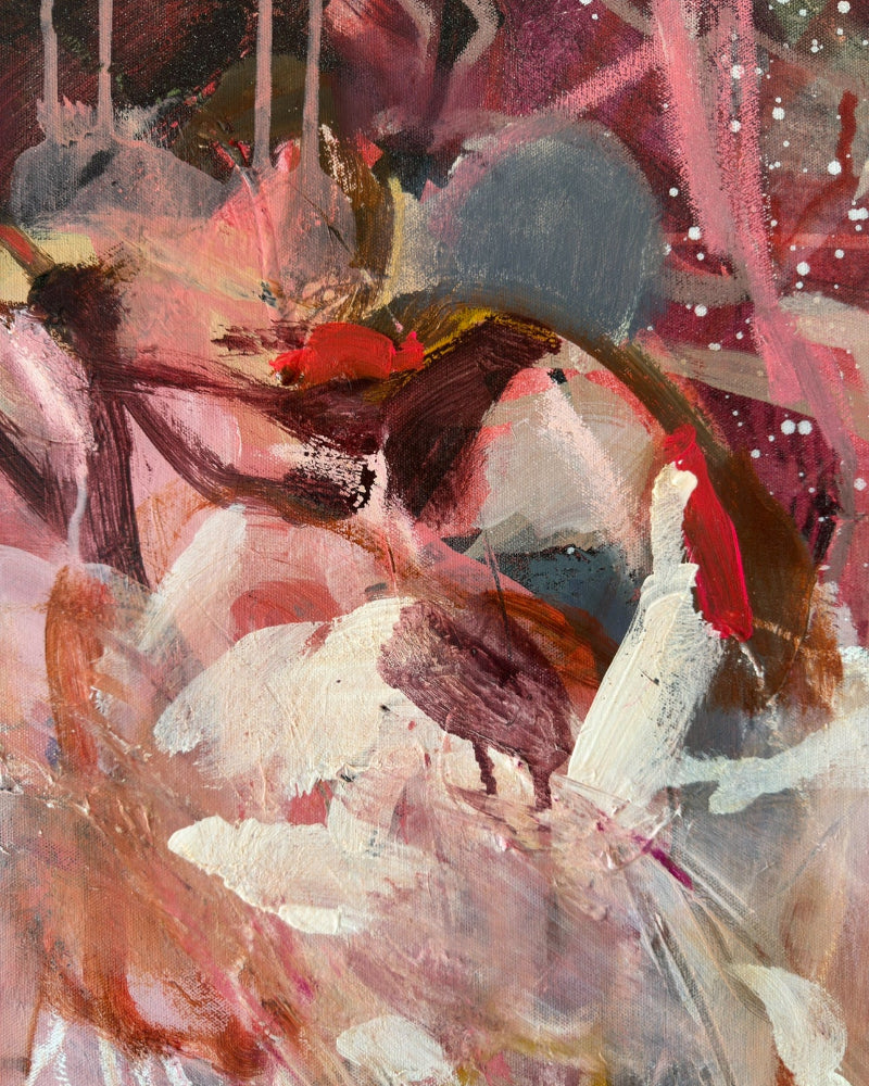 Abstract painting with vibrant colors and dynamic brush strokes