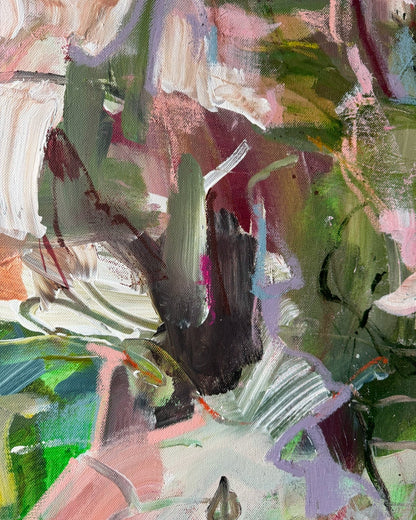 Abstract art with a mix of colors and textures