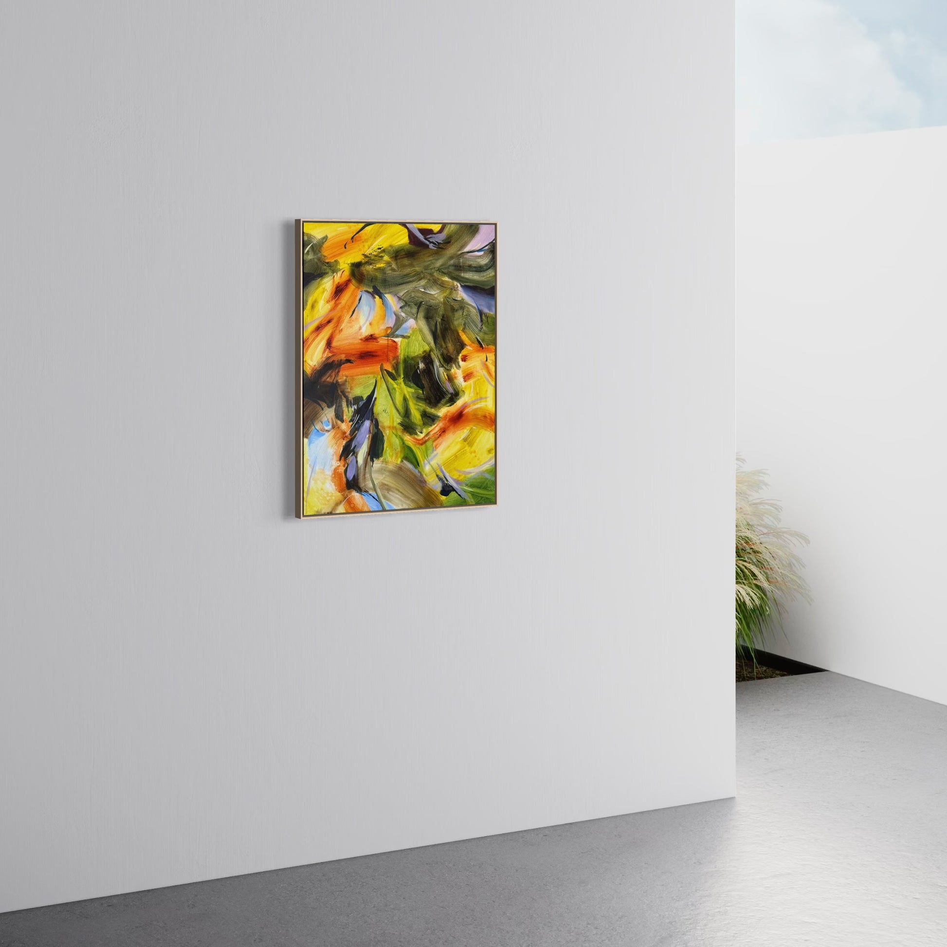 A Softness That Stays by Anna Rolskaya displayed in a contemporary interior to show the painting’s scale.