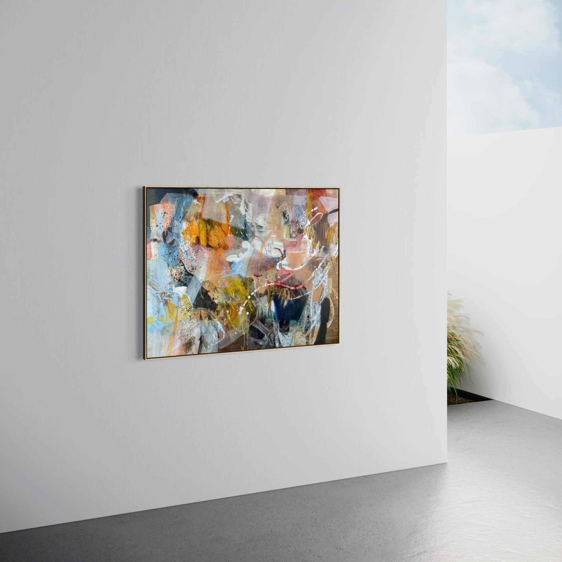 Apple Garden by Anna Rolskaya displayed in a contemporary interior to show the painting’s scale.