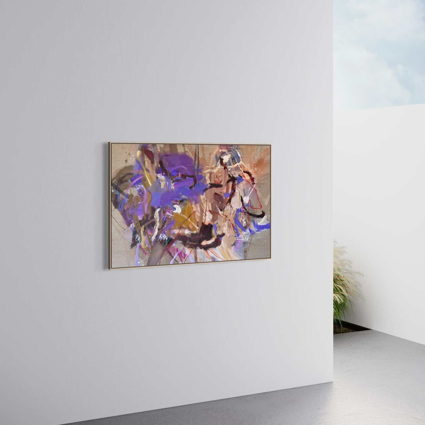 Before the Flowers Fade by Anna Rolskaya displayed in a contemporary interior to show the painting’s scale.