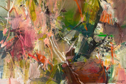 Abstract artwork with vibrant colors and dynamic brush strokes