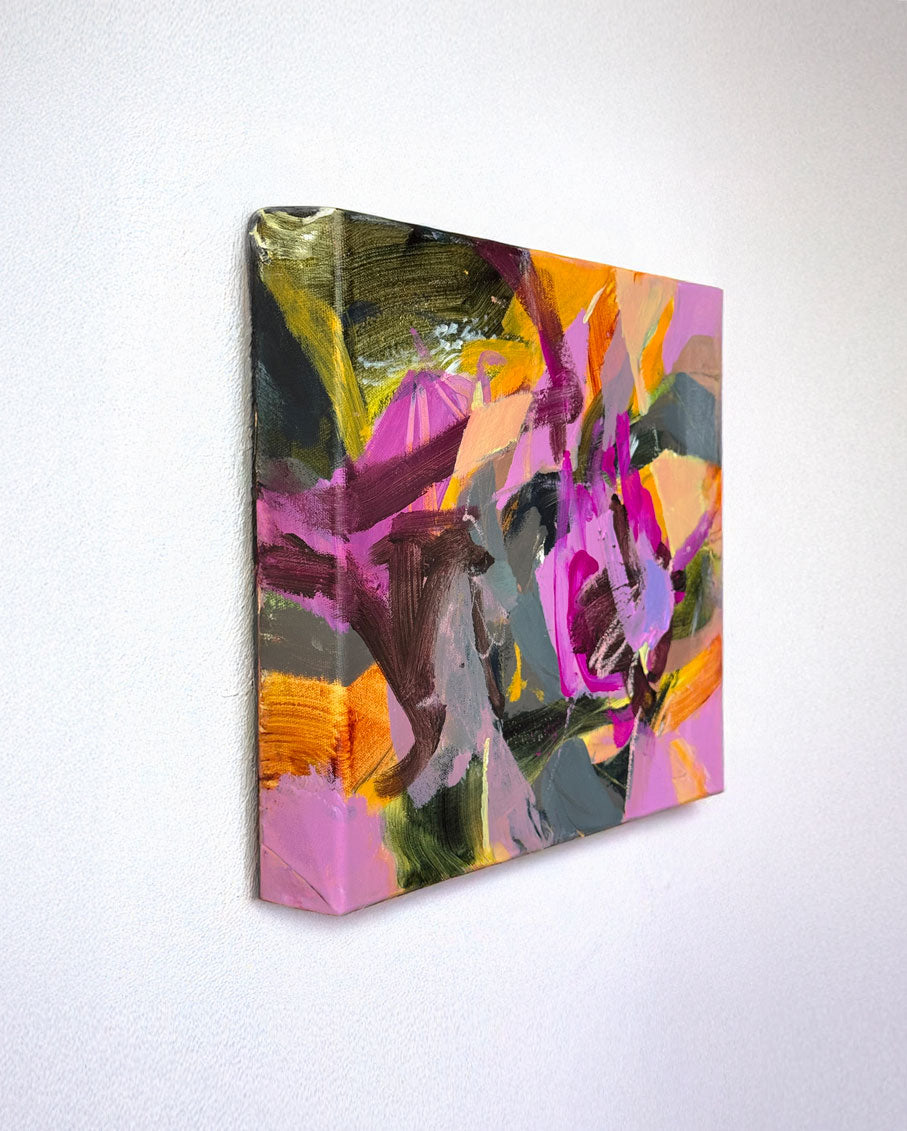 left edge of layered acrylic brushwork and overlapping colour in Echo by Anna Rolskaya.
