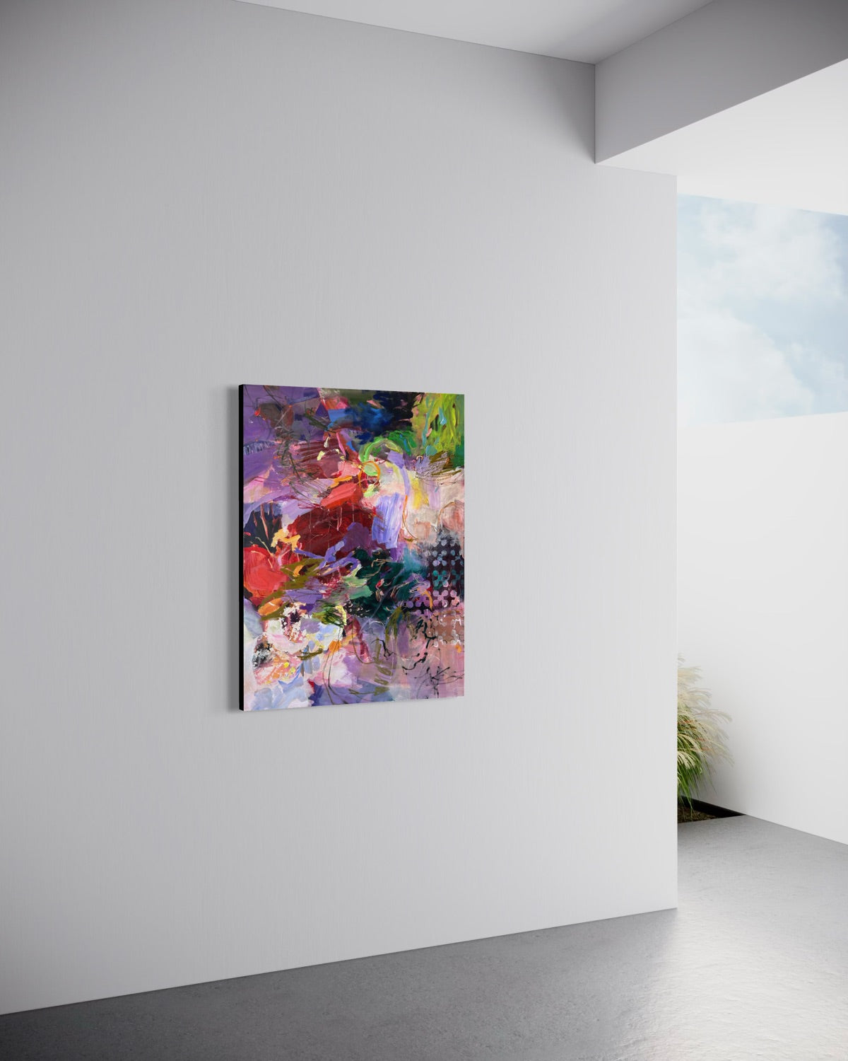 Nothing Is Still by Anna Rolskaya displayed in a contemporary interior to show the painting’s scale.