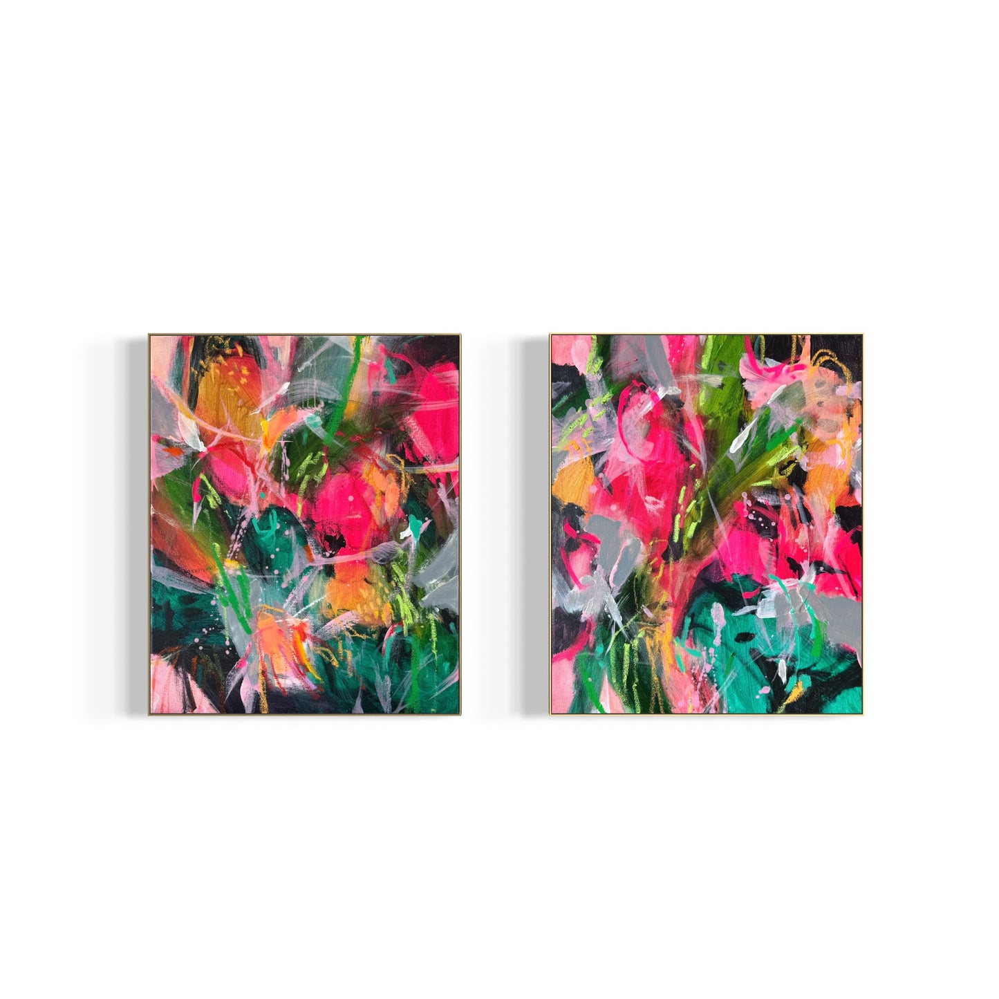 Returning to Myself 02 and 03 by Anna Rolskaya displayed together as two related abstract paintings.