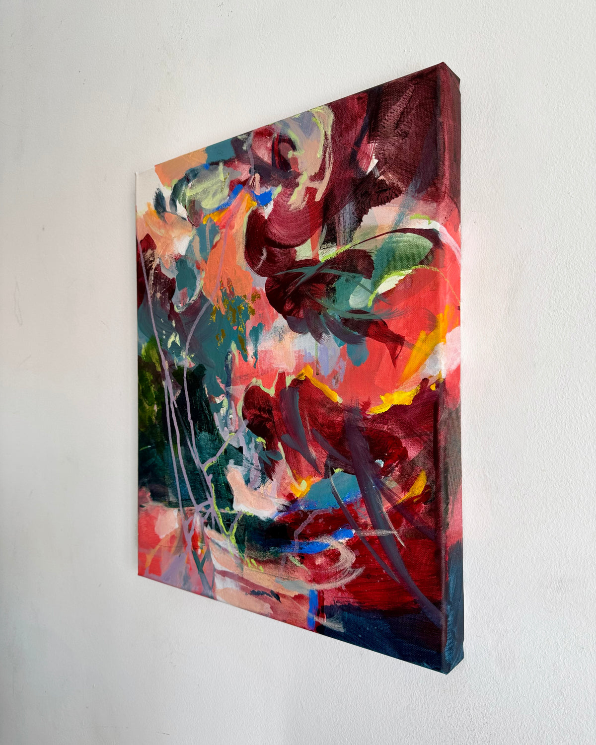 Angled view of The Capability of Not Knowing 02 by Anna Rolskaya showing the painted canvas edge and artwork depth.