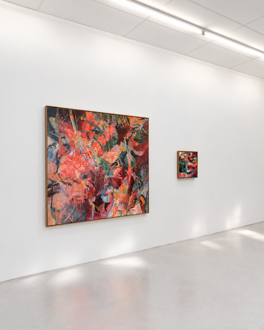 The Capability of Not Knowing by Anna Rolskaya displayed in a gallery interior to show the large painting’s scale.