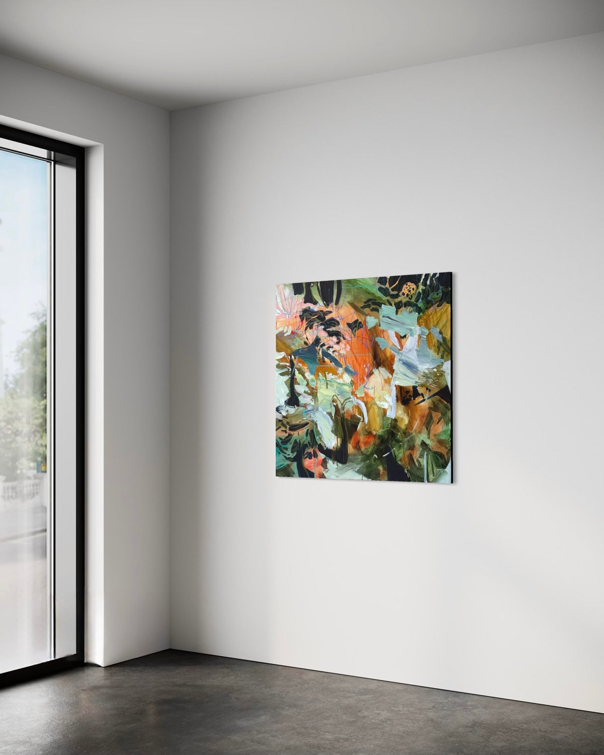 Unfolding, Still by Anna Rolskaya displayed in a contemporary interior to show the painting’s scale.